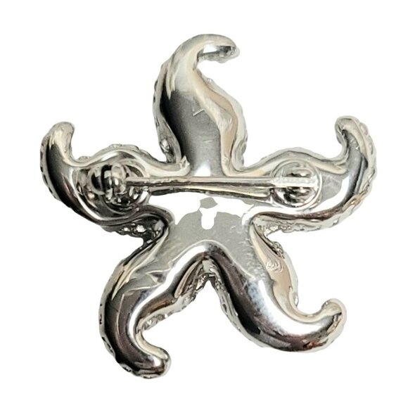 14k White Gold Starfish Brooch Pin, 3 Grams, KX1 - Picture 4 of 9